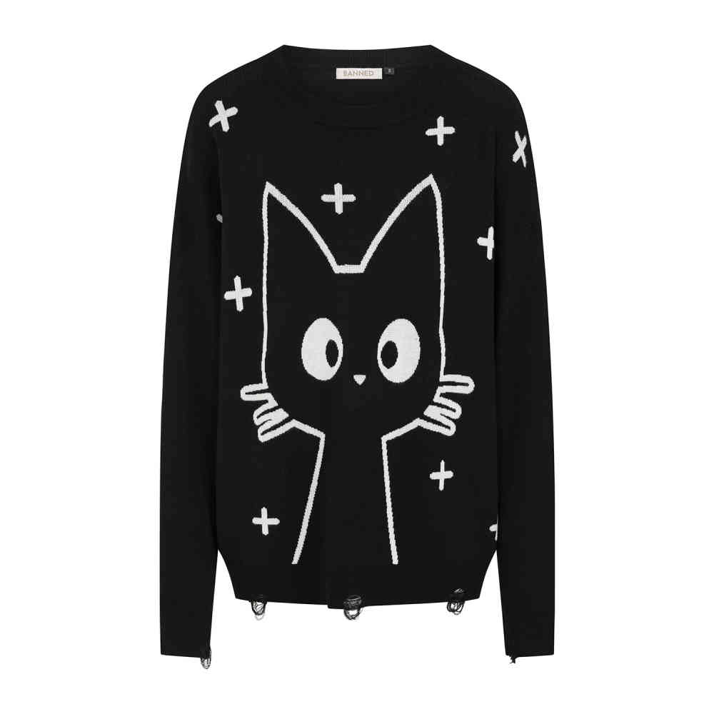 Banned - Lumi Pull en tricot - Noir/Blanc